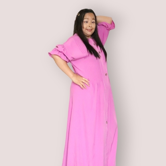 WOMENS LARGE PINK BUTTON DOWN DRESS - Picture 4 of 6